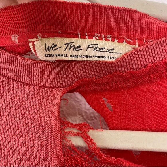 We The Free | Free People Red Faded & Distressed Oversized Tshirt - Picture 5 of 6
